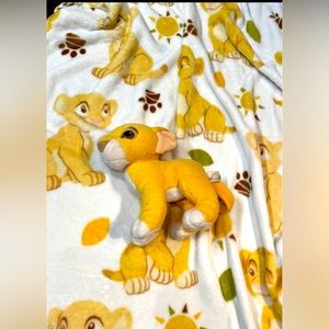 Lion King Print minky fleece baby/toddler blanket with Vintage 1993 NOLA plush